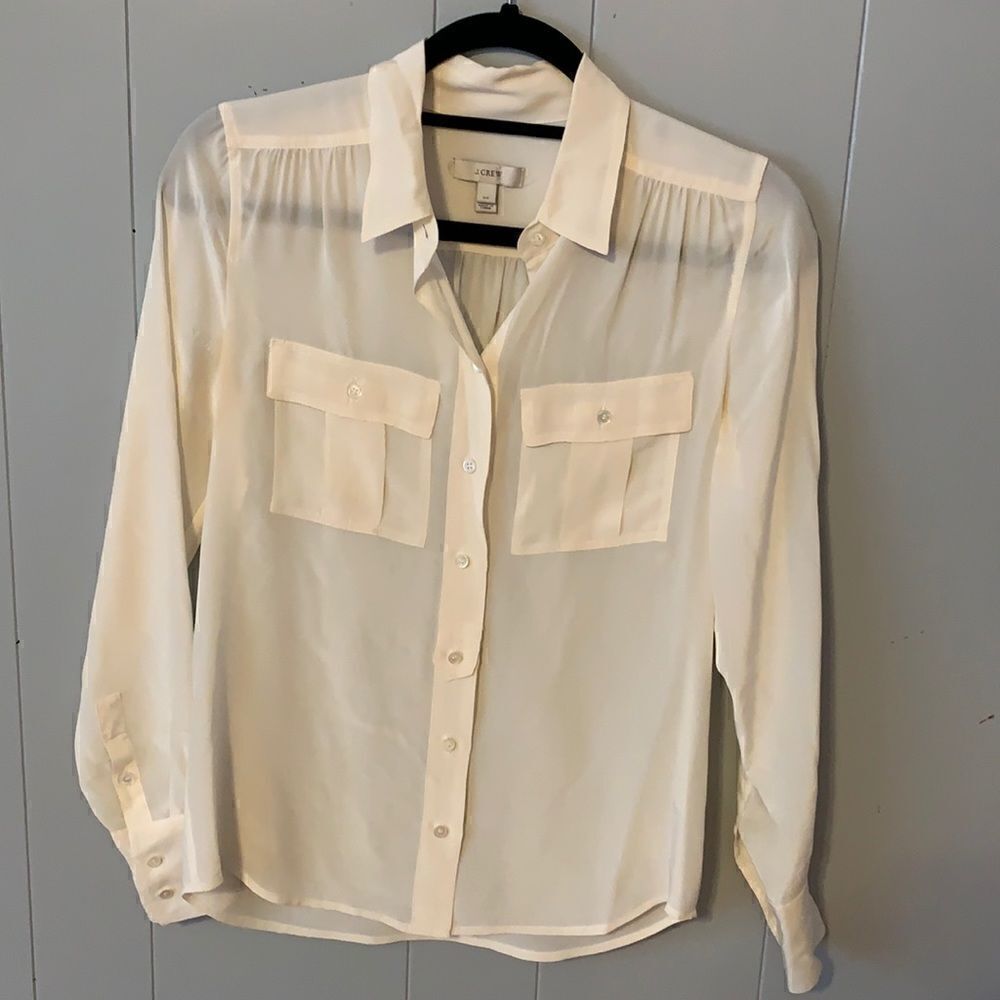 J. Crew Cream Silk Blouse Size XS